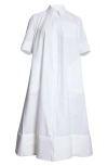 Melitta Baumeister Foam Bottom Midi Shirtdress In White Papery Cotton