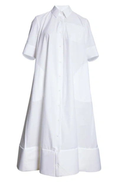 Melitta Baumeister Foam Bottom Midi Shirtdress In White Papery Cotton