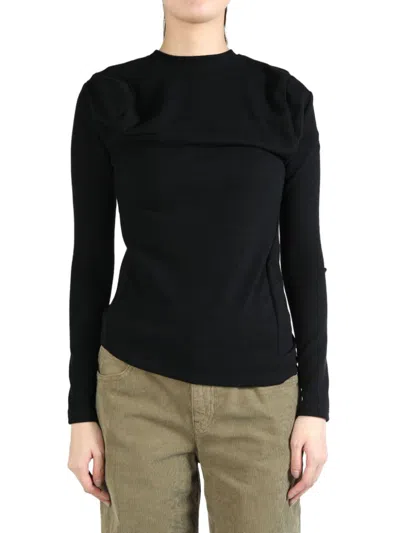 Melitta Baumeister Long-sleeve Wavy Top In Black