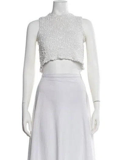 Pre-owned Melitta Baumeister Mock Neck Sleeveless Crop Top In Gray