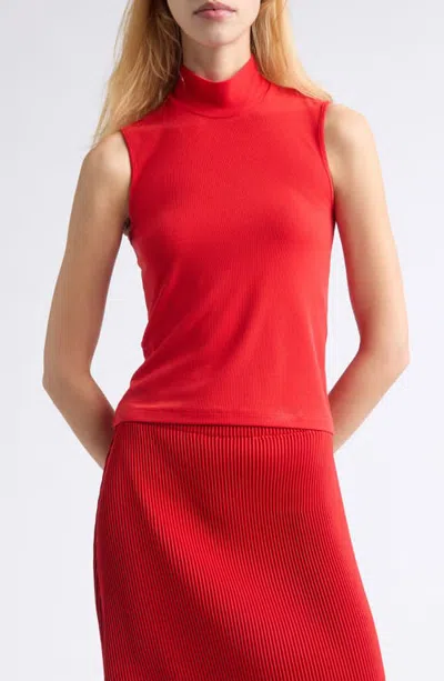 Melitta Baumeister Mock Neck Sleeveless Top In Red