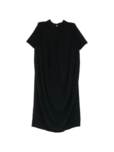 Melitta Baumeister Peter Pan Collar Draped Dress In Black