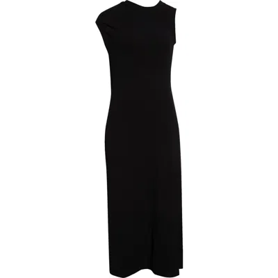 Melitta Baumeister Pierced Asymmetric Rib Midi Dress In Black