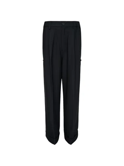 Melitta Baumeister Pleated Turn-up Trousers In Black