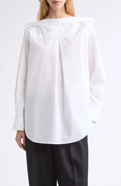 Melitta Baumeister Pointy Collar Cotton Pullover Shirt In White