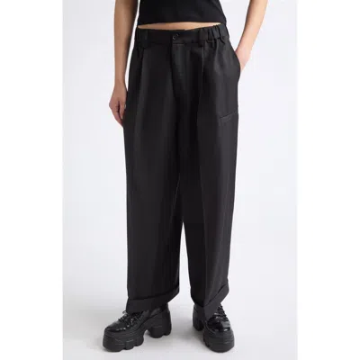 Melitta Baumeister Pointy Tailored Twill Wide Leg Pants In Black
