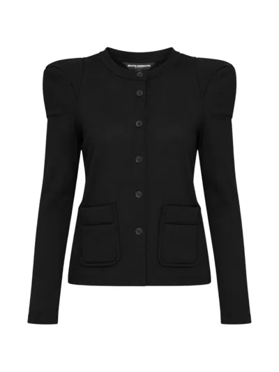 Melitta Baumeister Puff-shoulder Button-up Cardigan In Black