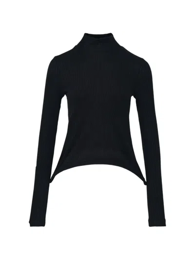Melitta Baumeister Ribbed-knit Asymmetric Sweater In Black