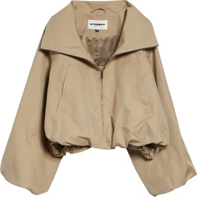 Melitta Baumeister Round Up Cotton & Nylon Twill Bubble Hem Jacket In Brown