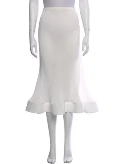 Pre-owned Melitta Baumeister Ruffle Embellishment Midi Length Skirt In White