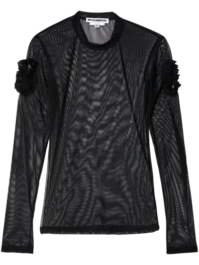 Melitta Baumeister Ruffled Semi-sheer Top In Black