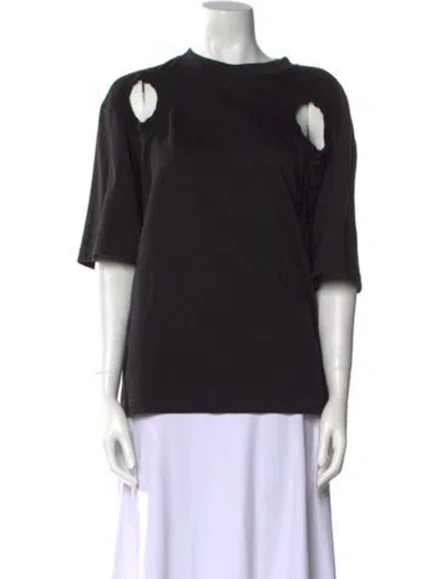 Pre-owned Melitta Baumeister Scoop Neck Short Sleeve Top In Black