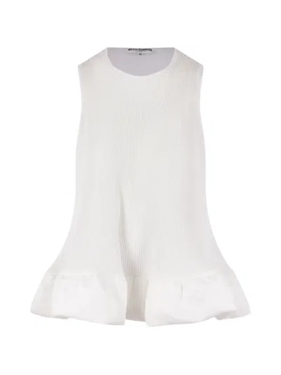 Melitta Baumeister Sleeveless Pleated Blouse In White