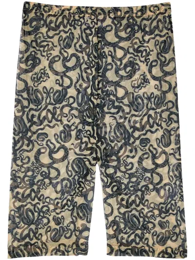 Melitta Baumeister Snake-tattoo Biker Leggings In Nude