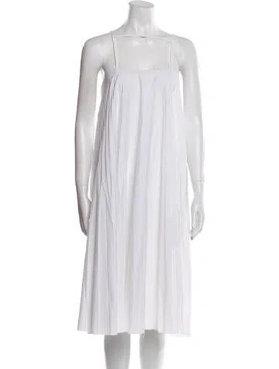 Pre-owned Melitta Baumeister Square Neckline Midi Length Dress In White