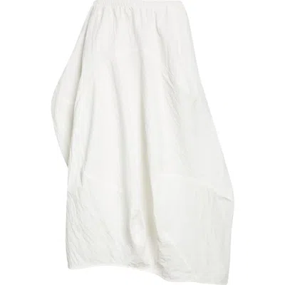 Melitta Baumeister Wavy Seam Crinkled Cotton & Nylon Midi Skirt In White