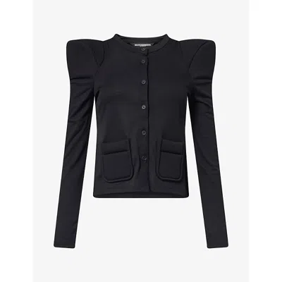 Melitta Baumeister Womens Foamy Shoulder Stretch-rib Cardigan Black