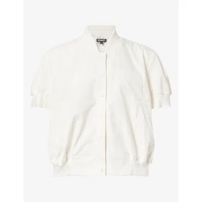 Melitta Baumeister Womens Round-neck Short-sleeve Cotton Shirt White