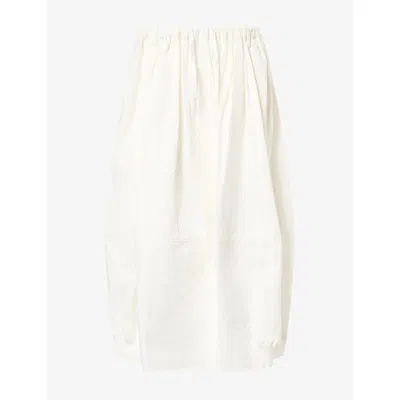 Melitta Baumeister Womens Ruched Bomber Cotton Maxi Skirt White