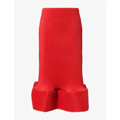 Melitta Baumeister Womens Structured Ripple-pleated Midi Skirt Bold Red Xs