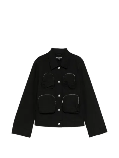 Melitta Baumeister Zip-pocket Denim Jacket In Black