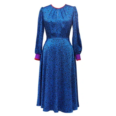 Mellaris Women's Diary Of Jane Cobalt Blue Dress In Leopard Print