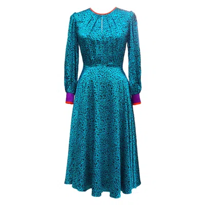 Mellaris Women's Diary Of Jane Turquoise Blue Dress In Leopard Print
