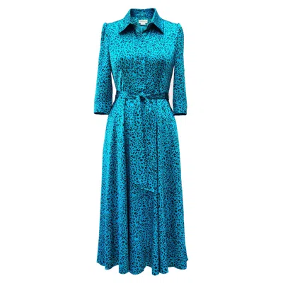 Mellaris Women's Marsden Turquoise Blue Dress In Leopard Print
