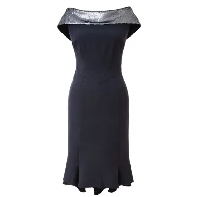 Mellaris Women's Sweet Pea Black Dress And Silver Sequins Collar In Blue