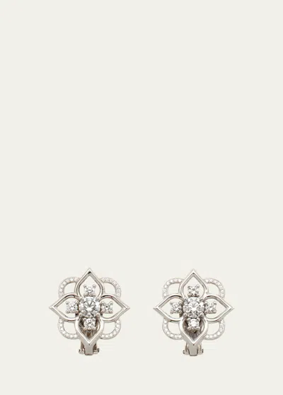 Mellerio 18k White Gold Giardino Diamond Earrings In Metallic