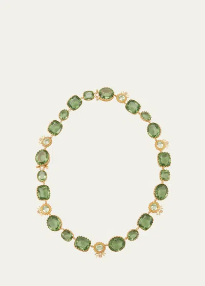 Mellerio 18k Yellow And Pink Gold Pierreries Necklace With Floral Pattern And Prasiolite In Green