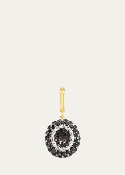 Mellerio 18k Yellow Gold And Platinum Baby Black Queen Medal Charm With Black Tourmaline Quartz And Black Dia