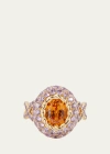 MELLERIO 18K YELLOW GOLD ORANGE BLOSSOM RING WITH SPESSARITE AND PURPLE SAPPHIRES