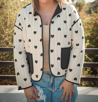 Mello All For Love Open Front Quilted Jacket In Ivory
