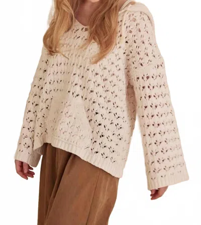 Mello Boat Neck Hooded Crochet Bolero Sweater In Cream In Neutral