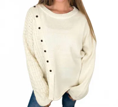 Mello Details Are Everything Cotton Blend Long Sleeve Sweater In Ivory In Neutral