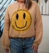 Mello Smiley Face Long Sleeve Hoodie In Yellow
