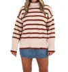 Mello Storied Stripe Oversized Turtleneck Sweater In Mocha In Multi