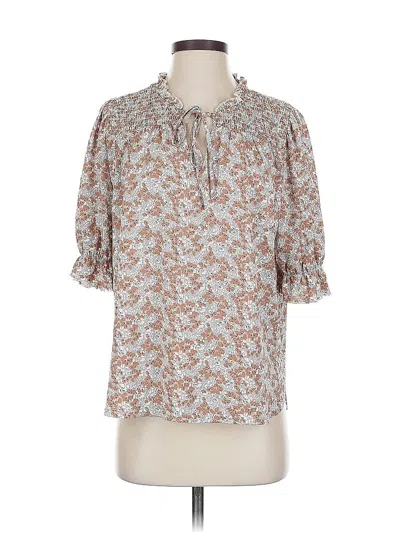 Pre-owned Melloday 3/4 Sleeve Blouse In Brown