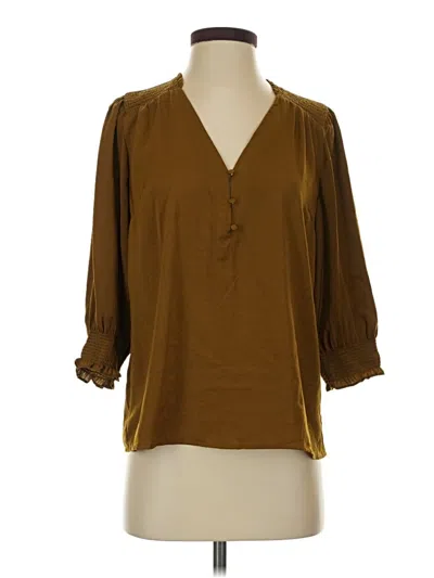 Pre-owned Melloday 3/4 Sleeve Blouse In Brown