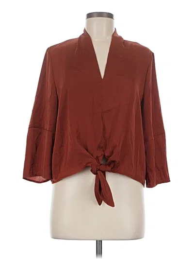 Pre-owned Melloday 3/4 Sleeve Blouse In Burgundy