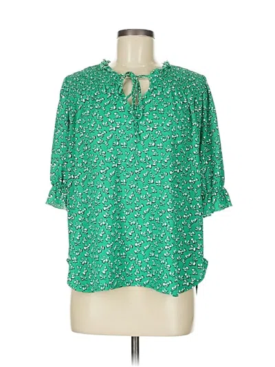 Pre-owned Melloday 3/4 Sleeve Blouse In Green