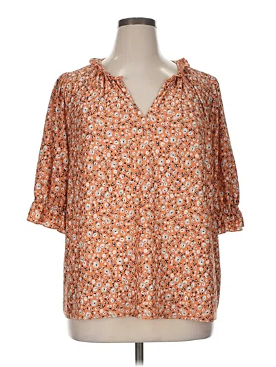 Pre-owned Melloday 3/4 Sleeve Blouse In Orange