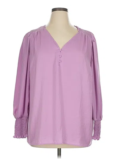 Pre-owned Melloday 3/4 Sleeve Blouse In Purple