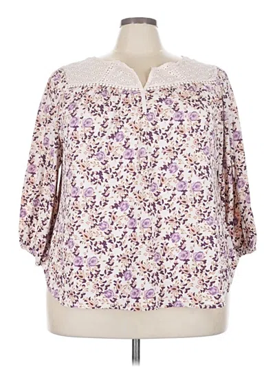 Pre-owned Melloday 3/4 Sleeve Blouse In Purple