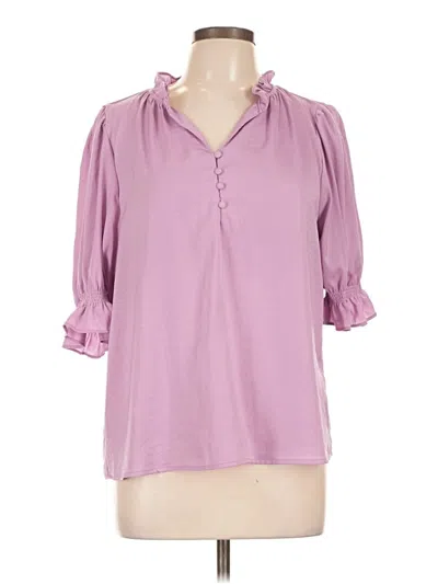 Pre-owned Melloday 3/4 Sleeve Blouse In Purple