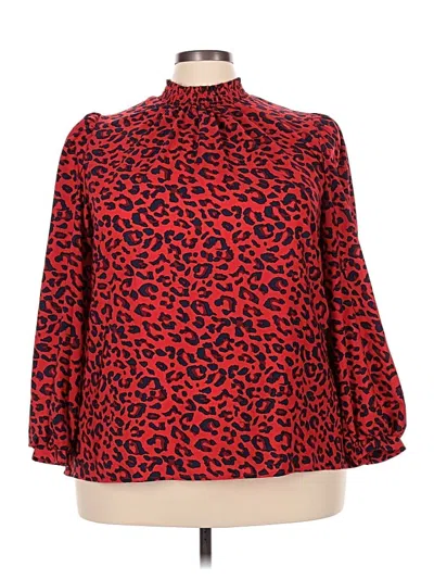 Pre-owned Melloday 3/4 Sleeve Blouse In Red
