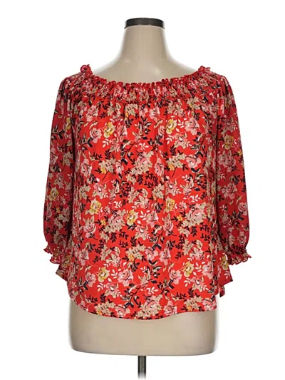 Pre-owned Melloday 3/4 Sleeve Blouse In Red