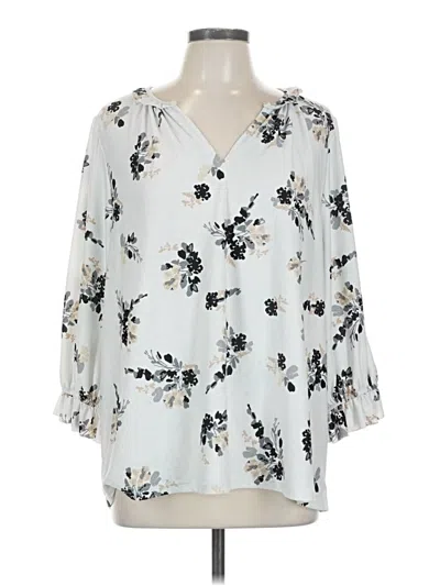 Pre-owned Melloday 3/4 Sleeve Blouse In Silver