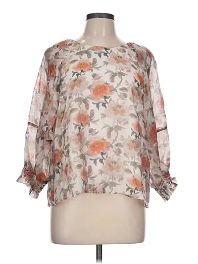 Pre-owned Melloday 3/4 Sleeve Blouse In Tan
